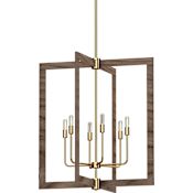 Volume Lighting Nina 6 Light 26" Wide Abstract Mini Chandelier Pecan / Antique Gold