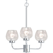 Volume Lighting Aria 3 Light 22" Wide Chandelier with Clear Glass Shades Polished Nickel