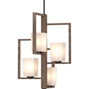 Volume Lighting Paxton 4 Light 18" Wide Square Mini Chandelier with Frosted Glass Tapered Shades Pecan / Black
