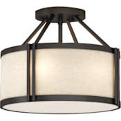 Volume Lighting 3 Light 15" Wide Semi-Flush Drum Ceiling Fixture Antique Bronze