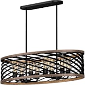 Volume Lighting 8 Light 36" Wide Wood Linear Chandelier Black Walnut