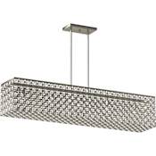 Volume Lighting 5 Light 47" Wide Crystal Linear Chandelier Brushed Nickel