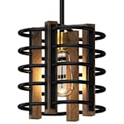 Volume Lighting 9" Wide Wood Accented Mini Pendant Bronze / Walnut