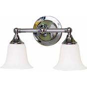 Volume Lighting 2 Light 15.5" Width Bathroom Vanity Light with Etched White Case Glass Shade Brushed Nickel