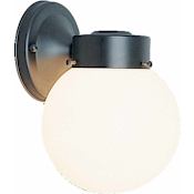 Volume Lighting Single Light 8.5" Height Outdoor Wall Sconce with White Glass Shade Black
