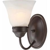 Volume Lighting Marti 1 Light Bathroom Sconce with Alabaster Glass Bell Shade Antique Bronze