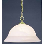 Volume Lighting 1 Light Down Light Pendant with Ribbed Alabaster Glass Dome Shade Polished Brass
