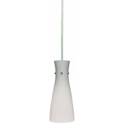 Volume Lighting 1 Light Down Light Pendant with Etched White Cased Glass Shade Brushed Nickel