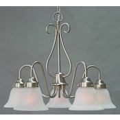 Volume Lighting Minster 5 Light 1 Tier Chandelier with Alabaster Glass Shade Brushed Nickel