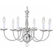 Volume Lighting 6 Light 16.75" Height 1 Tier Chandelier Brushed Nickel