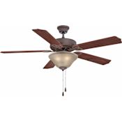Volume Lighting 5 Blade 52" Indoor Ceiling Fan with Sepia Glass Light Kit (Bulbs Included) Antique Bronze