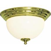 Volume Lighting 1 Light Flush Mount Ceiling Fixture with White Opal Glass Dome Shade Polished Brass