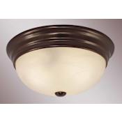 Volume Lighting Marti 3 Light 15" Flush Mount Ceiling Fixture with White Alabaster Glass Dome Shade Antique Bronze