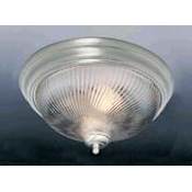 Volume Lighting 1 Light 11" Flush Mount Ceiling Fixture with Clear Swirl Ribbed Glass Dome Shade Brushed Nickel
