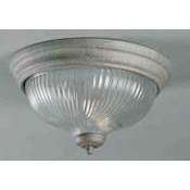 Volume Lighting 1 Light 11" Flush Mount Ceiling Fixture with Clear Swirl Ribbed Glass Dome Shade Platinum Rust
