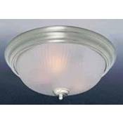 Volume Lighting 1 Light 11" Flush Mount Ceiling Fixture with Frosted Ribbed Glass Dome Shade Brushed Nickel
