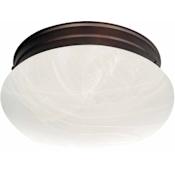 Volume Lighting 2 Light 12" Flush Mount Ceiling Fixture with White Alabaster Glass Shade Antique Bronze