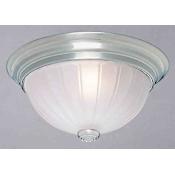 Volume Lighting 1 Light 11" Flush Mount Ceiling Fixture with Frosted Mel Ribbed Glass Shade Brushed Nickel