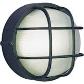 Volume Lighting Nautical Outdoor 1 Light 7.5" Height Outdoor Wall Sconce with Frosted Ribbed Glass Black