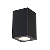 WAC Lighting Cube Architectural 7" Tall LED Outdoor Flush Mount Ceiling Fixture - 18° Spot Beam Spread Black / 2700K / 85CRI