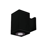WAC Lighting Cube Architectural Single Light 7" Tall LED Outdoor Wall Sconce with 6° Ultra Narrow Beam Spread and Light Directed Towards The Wall Black / 2700K / 85CRI