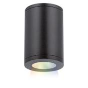 WAC Lighting Tube Architectural ilumenight Single Light 4-7/8" Wide Integrated LED Outdoor Flush Mount Ceiling Fixture with Flood Beam and App Controlled Color and Brightness Black