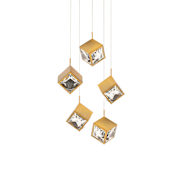 WAC Lighting Ice Cube 5 Light 19" Wide LED Multi Light Pendant Aged Brass