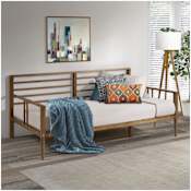 Walker Edison Charlotte Mid-Century Modern 80"W Solid Wood Spindle Daybed Caramel