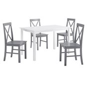 Walker Edison Crossley 5 Piece Farmhouse Dining Set - with 48" Dining Table White / Gray