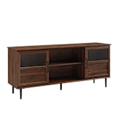 Walker Edison 58" Wide 2 Split Panel Door TV Stand Media Cabinet Dark Walnut