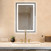 WarmlyYours 24" W x 36" H Rectangular Frameless Audrey Bathroom Wall Mirror with LED Lighting Glass