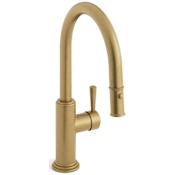 Watermark Stratford 1.75 GPM Single Hole Pull Down Kitchen Faucet with Magnetic Docking Spray Head Aged Brass (Living)