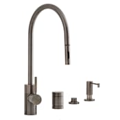 Waterstone Parche 1.75 GPM Single Hole Toggle Extended Reach Pull Down Kitchen Faucet with Lever Handle - Includes Soap Dispenser, Air Switch, and Air Gap Antique Pewter