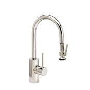 Waterstone Contemporary Prep Size 1.75 GPM Single Hole Pull Down Kitchen Faucet with Lever Handle Polished Nickel