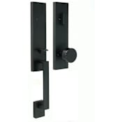 Weslock Leighton One Piece Dummy Handleset with Mesa Interior Knob from the Transitional Collection Matte Black