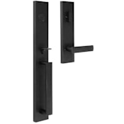 Weslock Xanthis Single Cylinder Keyed Entry Handle Set with Thumb Push Entry and Utica Modern Interior Lever - Reversible Handing Matte Black