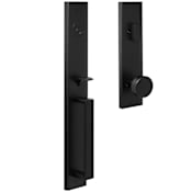Weslock Xanthis Single Cylinder Thumb Press Keyed Entry Handle Set with Mesa Modern Disc Interior Knob - Reversible Handing Matte Black