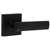 Weslock Utica Privacy Door Lever Set with Square Rose from the Transitional Collection Matte Black