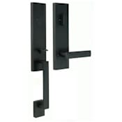 Weslock Leighton One Piece Dummy Handleset with Utica Flat Square Interior Lever from the Transitional Collection Matte Black