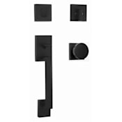 Weslock Brookside Sectional Dummy Handleset with Mesa Interior Knob from the Transitional Collection Matte Black