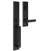 Weslock Xanthis Full Plate Dummy Handleset with Utica Interior Lever from the Transitional Collection Matte Black