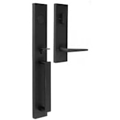 Weslock Xanthis Full Plate Dummy Handleset with Philtower Interior Lever from the Transitional Collection Matte Black