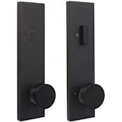 Weslock Mesa Non-Turning Two-Sided Dummy Door Knob Set with Dummy Cylinder and Addy Rose from the Transitional Collection Matte Black