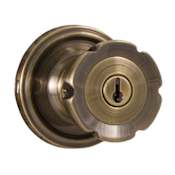 Weslock Eleganti Keyed Entry Door Knob with Round Rose from the Traditionale Collection Antique Brass