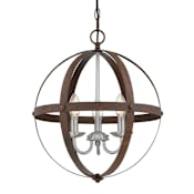 Westinghouse Stella Mira 3 Light 15" Wide Pendant Walnut / Brushed Nickel Accents