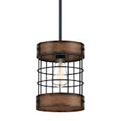 Westinghouse Langston 8" Wide Mini Pendant Matte Black / Barnwood Accents