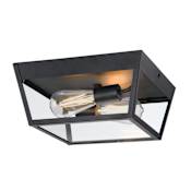 Westinghouse Peterson 2 Light 12" Wide Outdoor Flush Mount Square Ceiling Fixture Textured Black