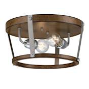 Westinghouse Elway 2 Light 14" Wide Flush Mount Ceiling Fixture Barnwood / Galvanized Steel