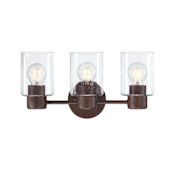 Westinghouse Sylvestre 3 Light 16" Wide Vanity Light with Seedy Glass Shades - Walnut Walnut
