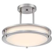 Westinghouse Lauderdale 12" Wide LED Semi-Flush Bowl Ceiling Fixture Brushed Nickel